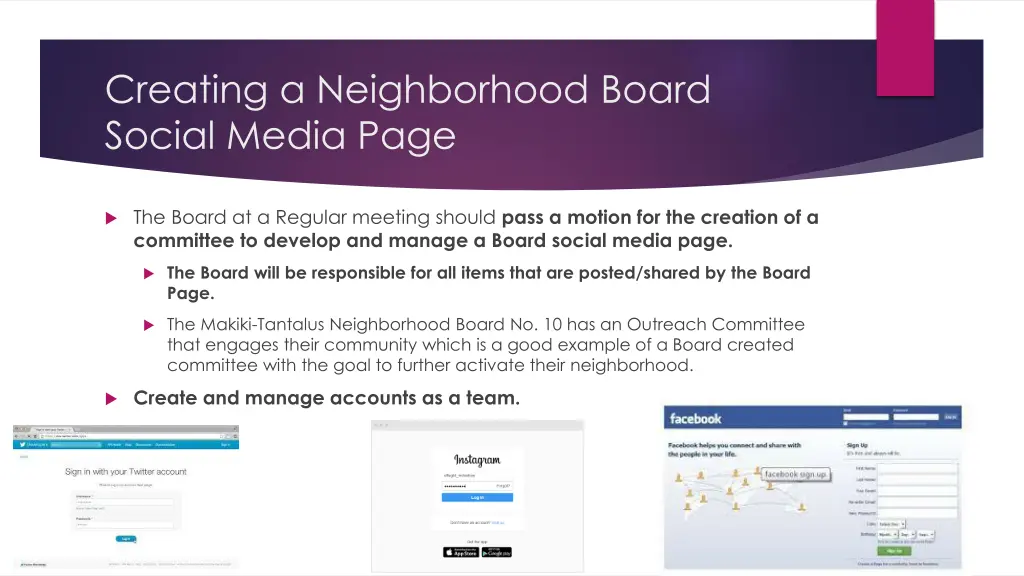 creating a neighborhood board social media page