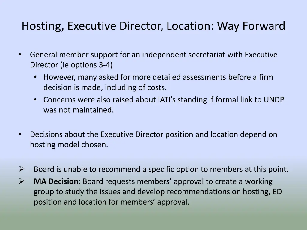 hosting executive director location way forward