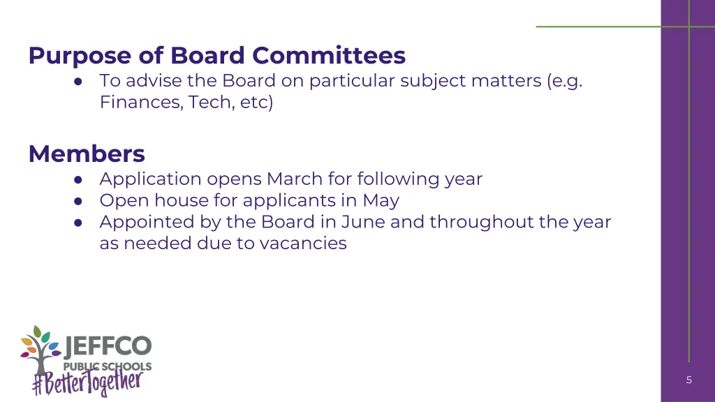 purpose of board committees to advise the board