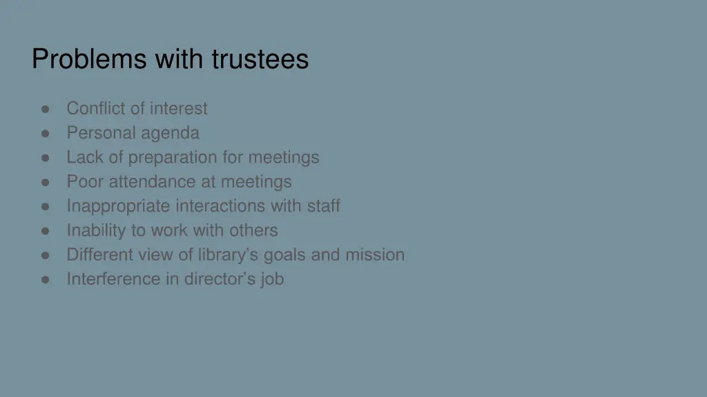 problems with trustees