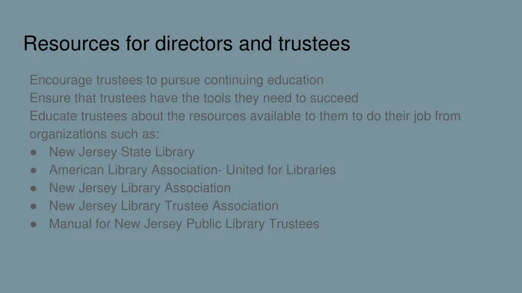 resources for directors and trustees