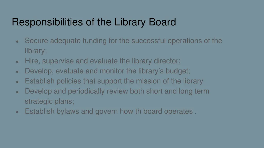 responsibilities of the library board