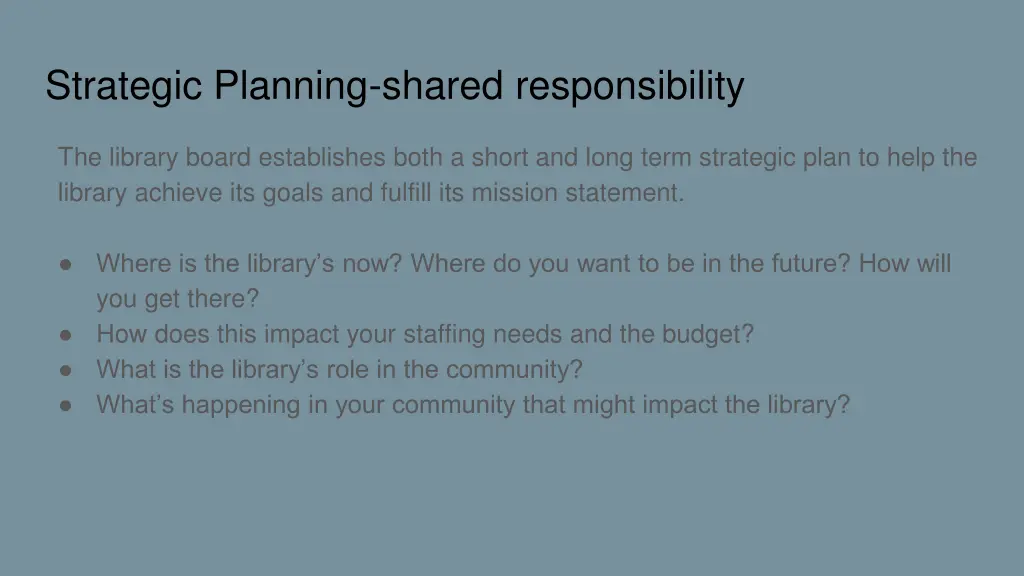 strategic planning shared responsibility