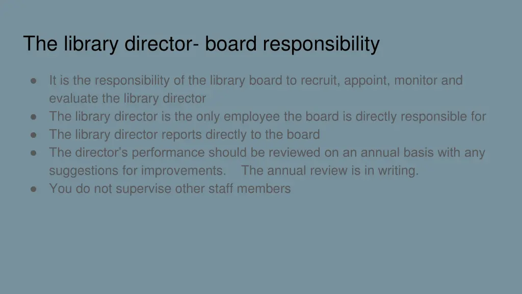 the library director board responsibility