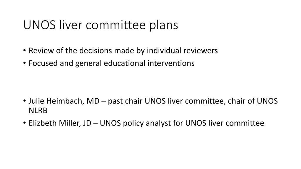 unos liver committee plans