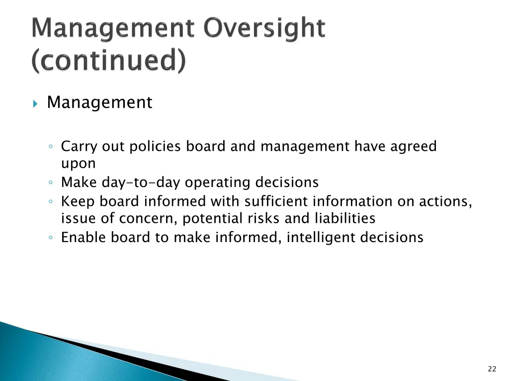 management carry out policies board