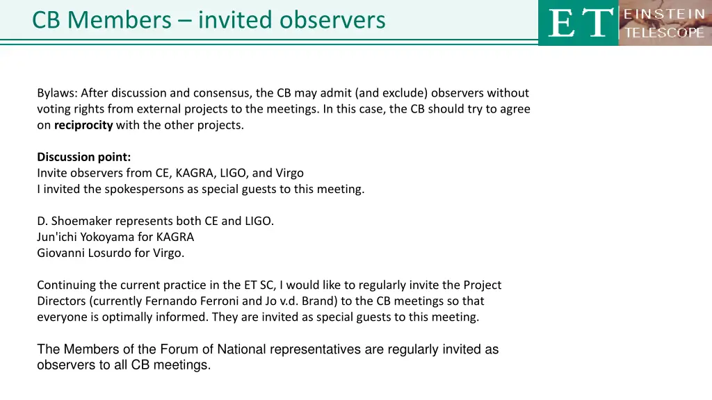 cb members invited observers