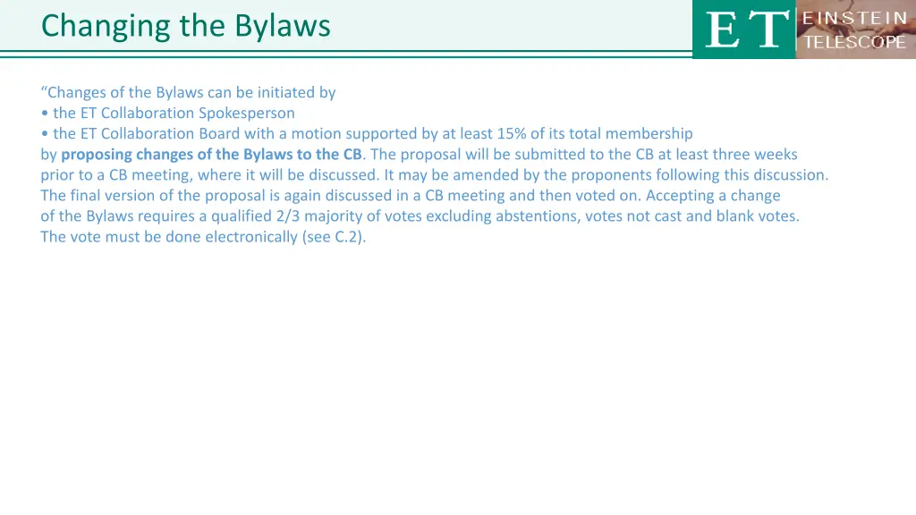 changing the bylaws