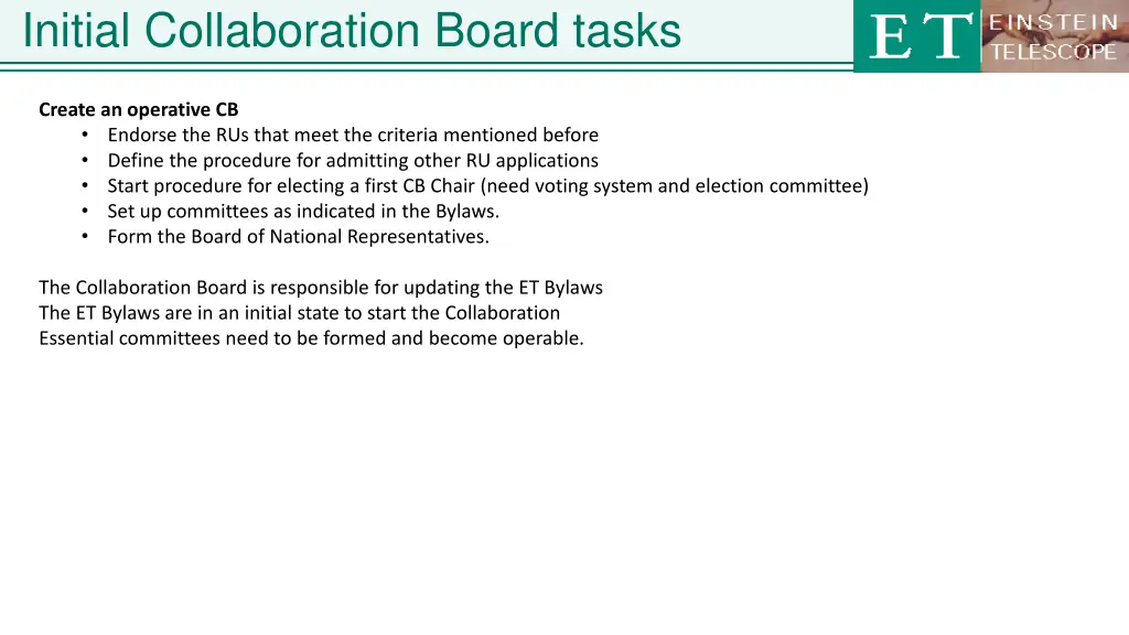 initial collaboration board tasks