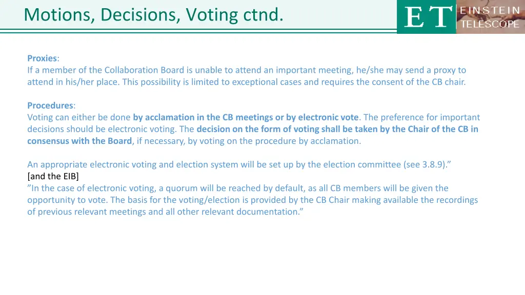 motions decisions voting ctnd