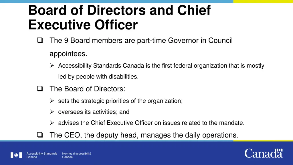 board of directors and chief executive officer