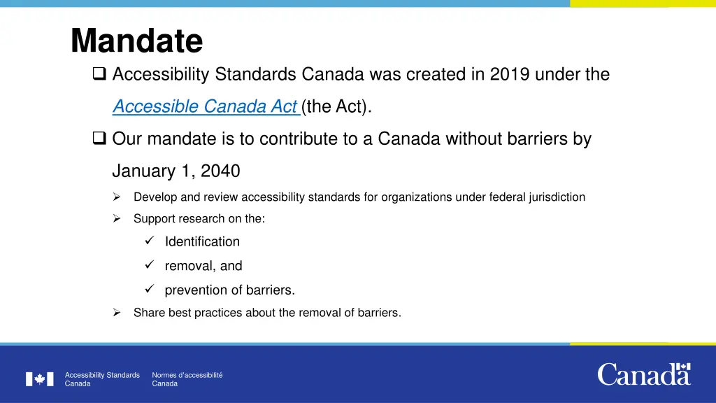 mandate accessibility standards canada