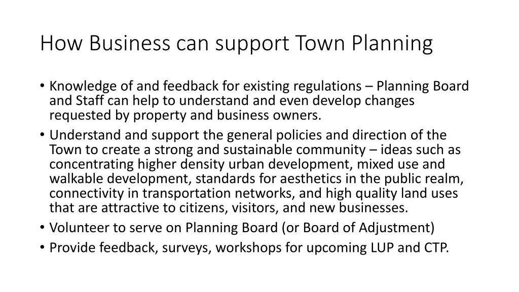 how business can support town planning