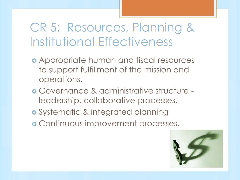 cr 5 resources planning institutional