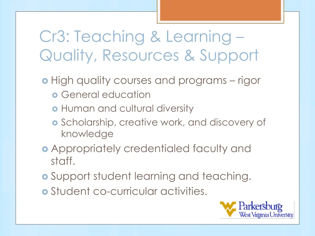 cr3 teaching learning quality resources support