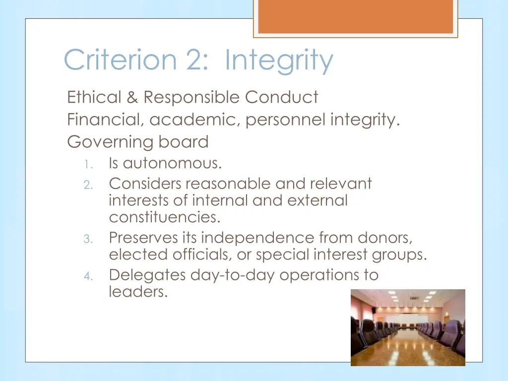 criterion 2 integrity