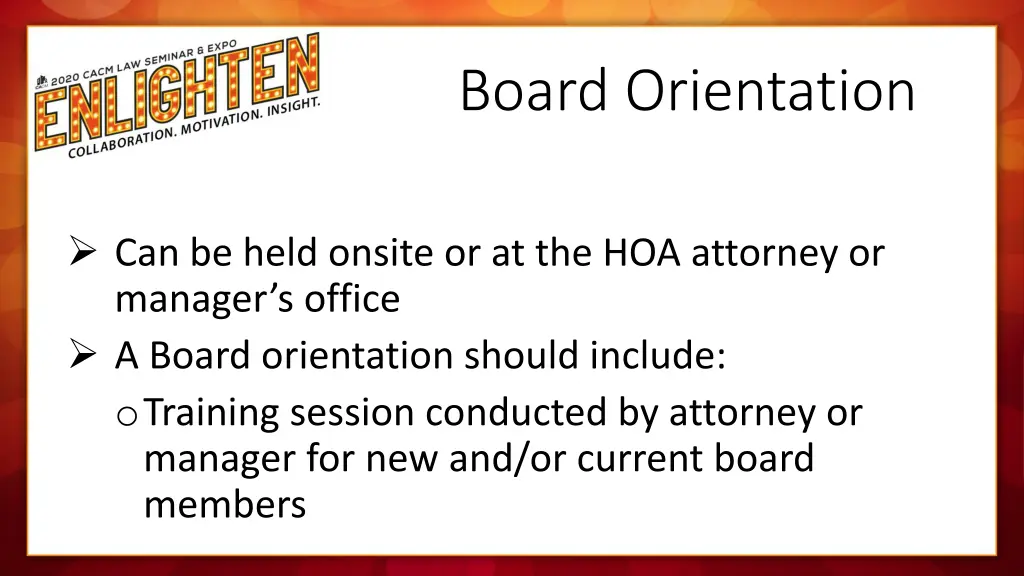 board orientation