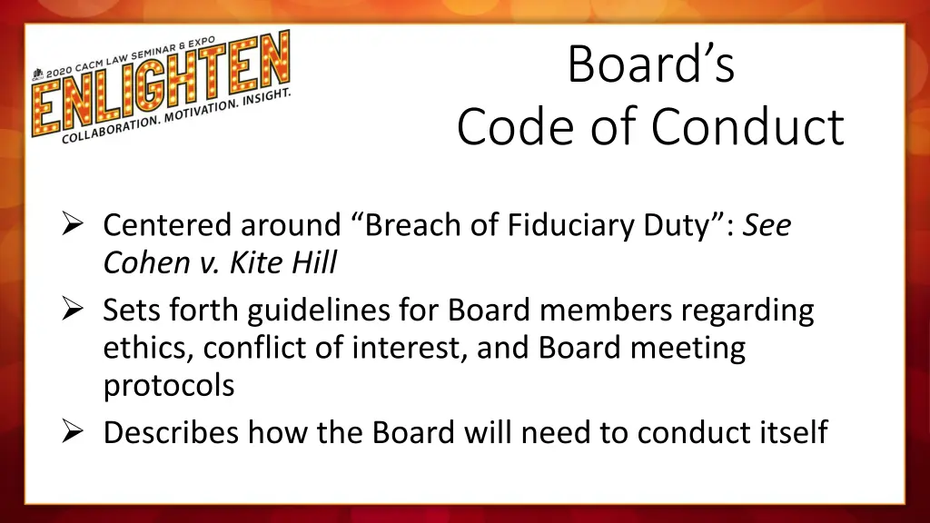 board s code of conduct