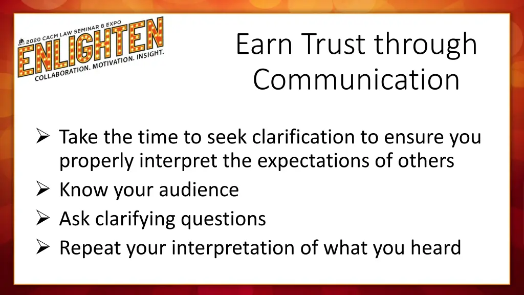 earn trust through communication