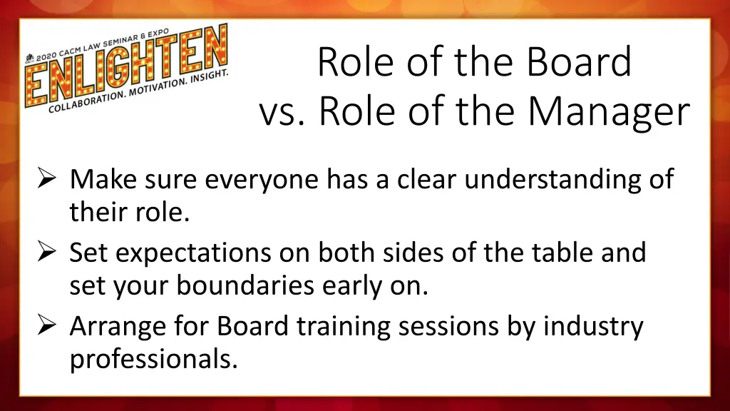 role of the board vs role of the manager