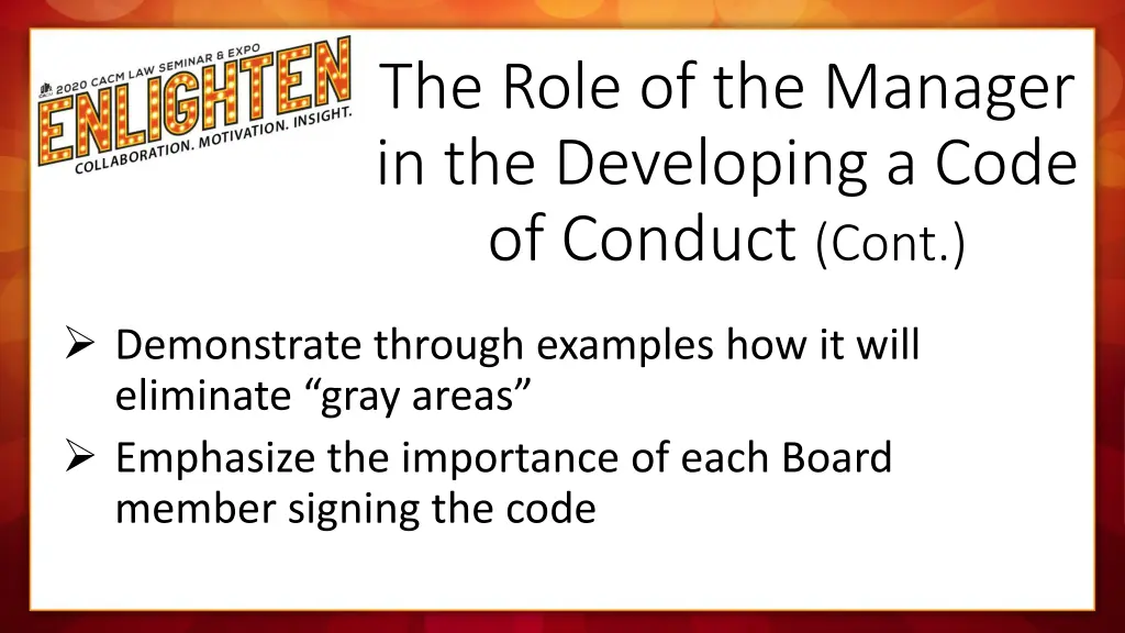 the role of the manager in the developing a code