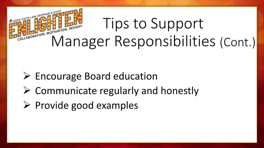 tips to support manager responsibilities cont