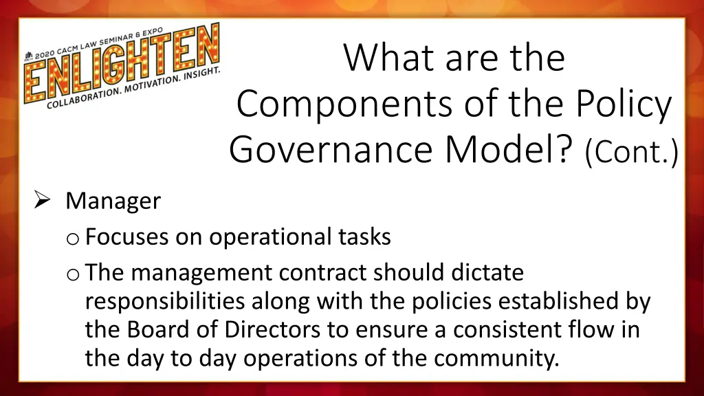 what are the components of the policy governance 2