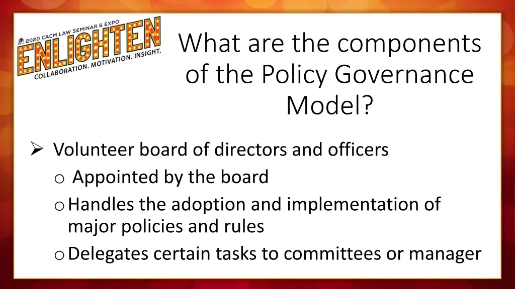 what are the components of the policy governance