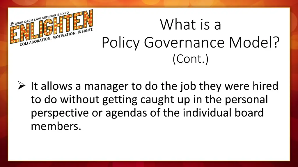 what is a policy governance model cont 1