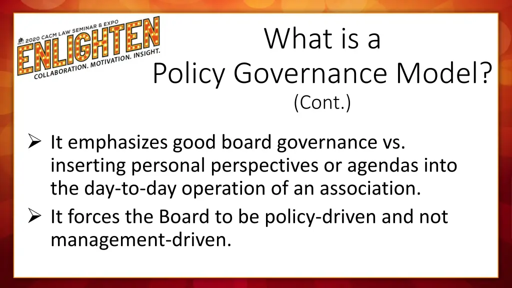 what is a policy governance model cont