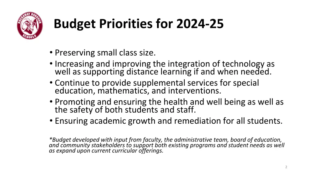 budget priorities for 2024 25