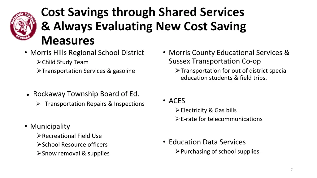 cost savings through shared services always