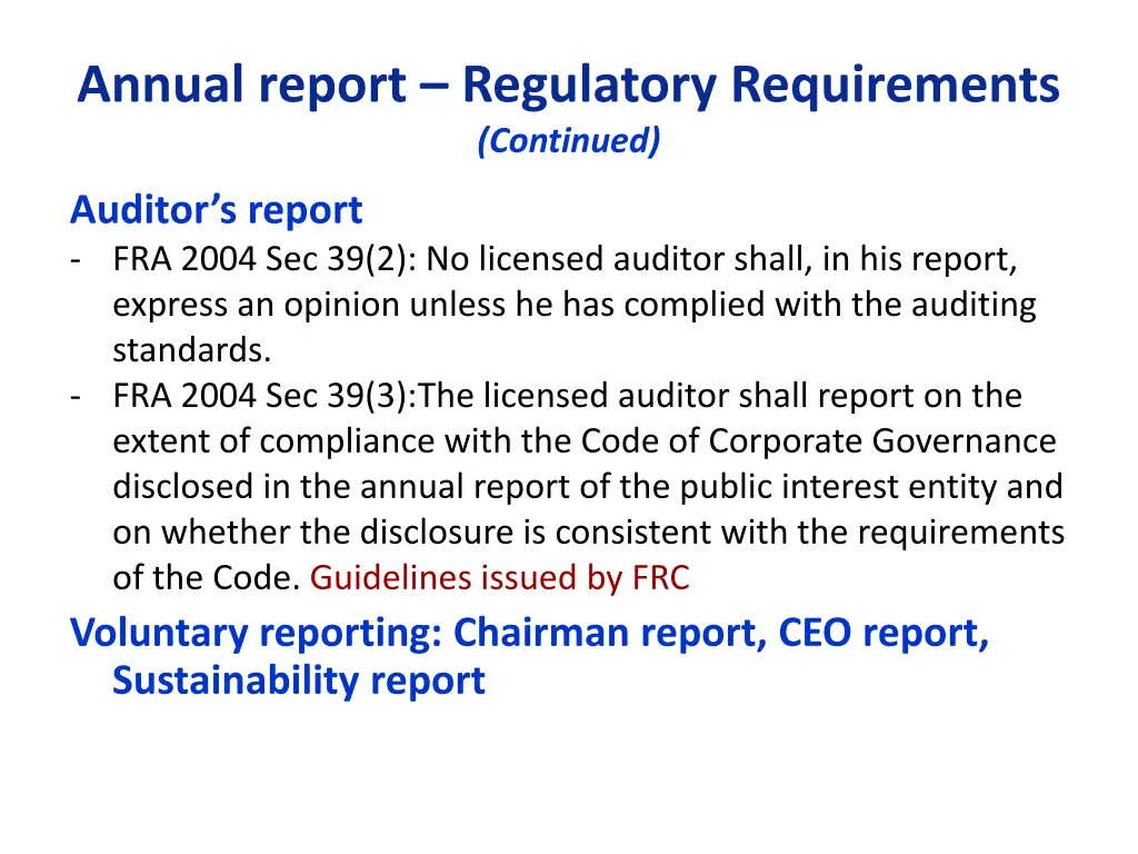 annual report regulatory requirements continued 1