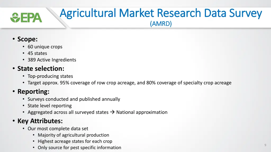 agricultural market research data survey