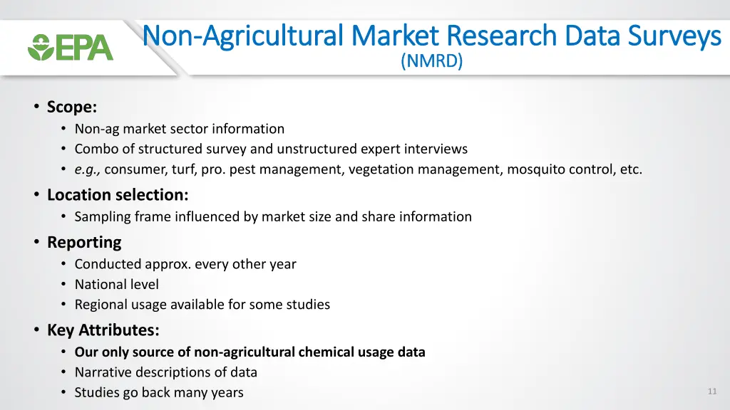 non non agricultural market research data surveys