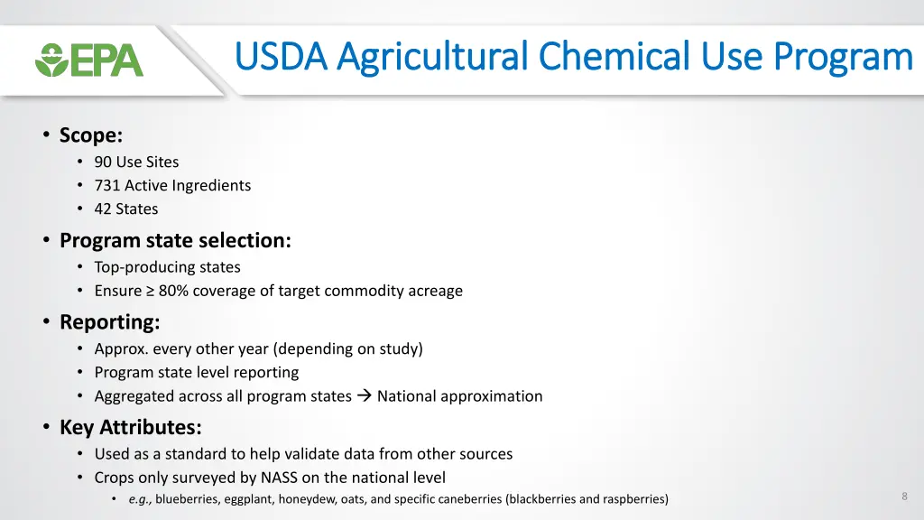 usda agricultural chemical use program usda