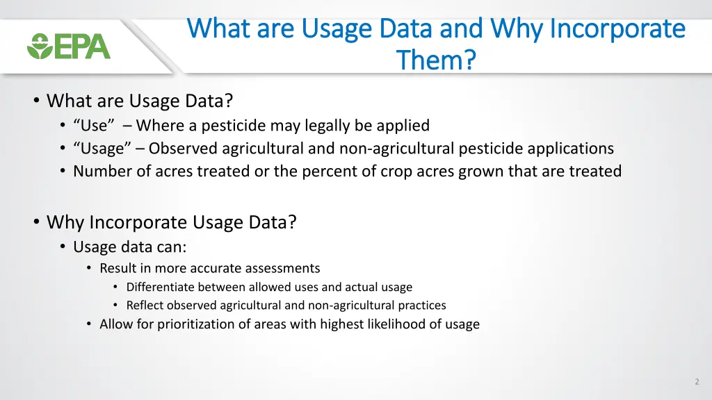 what are usage data and why incorporate what