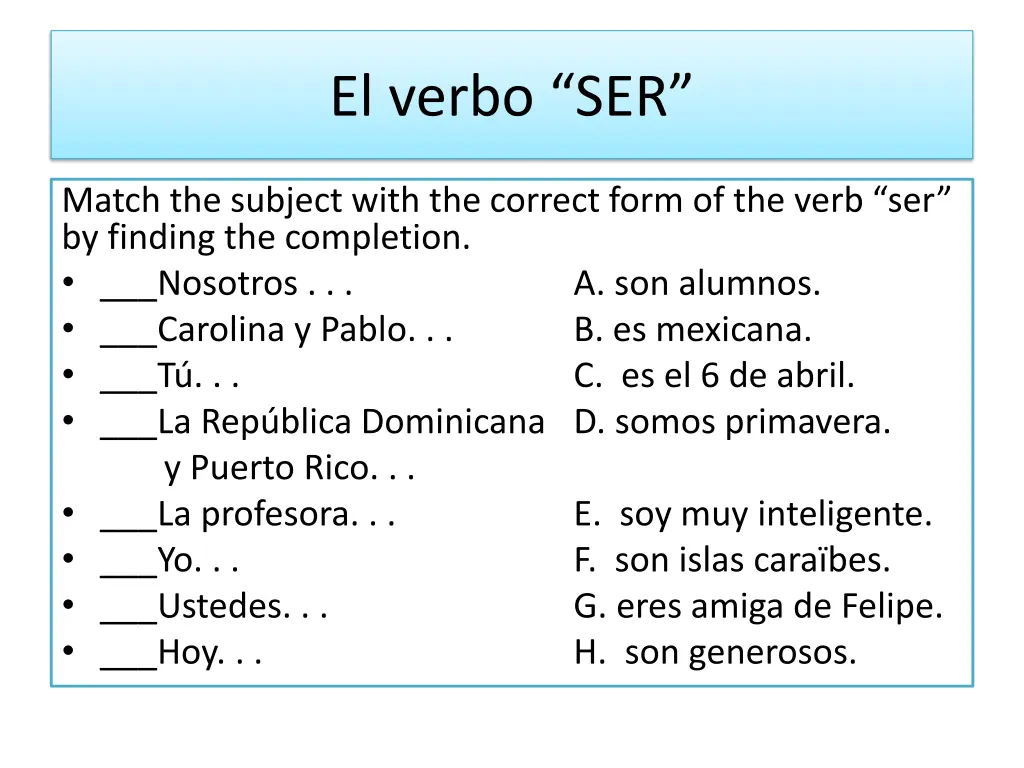 el verbo ser 1