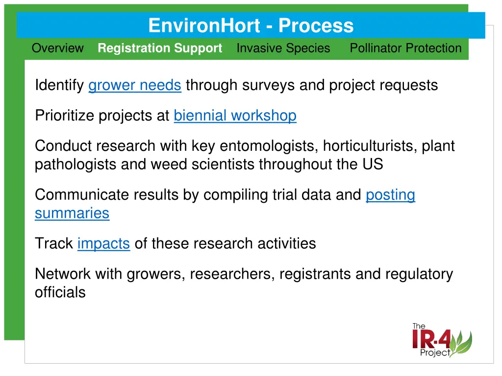 environhort process registration support