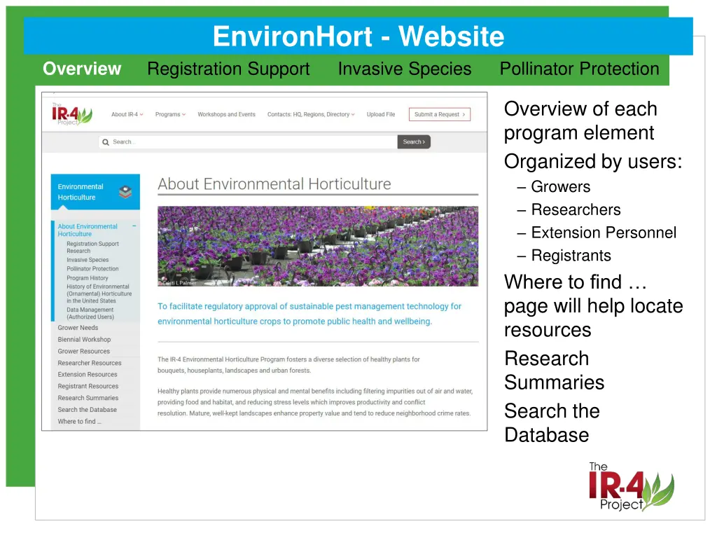 environhort website registration support