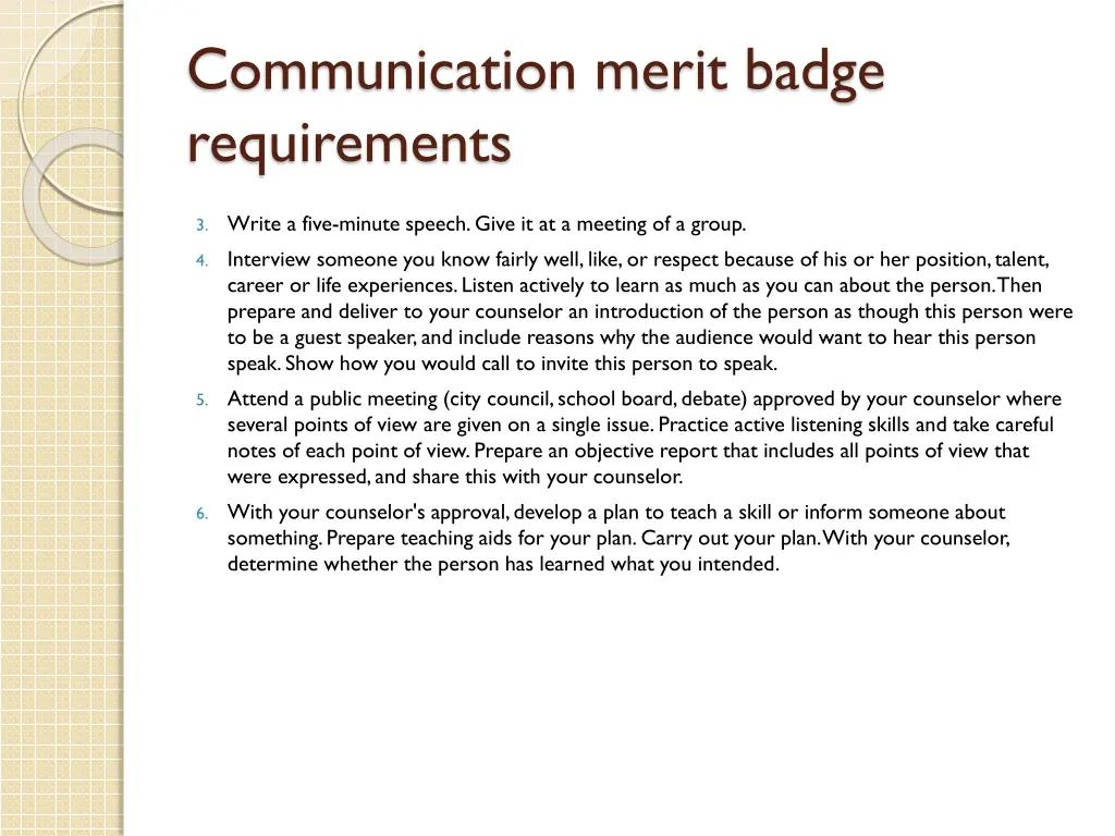 communication merit badge requirements 1