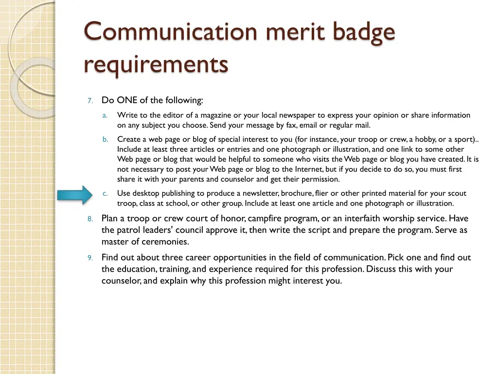 communication merit badge requirements 2