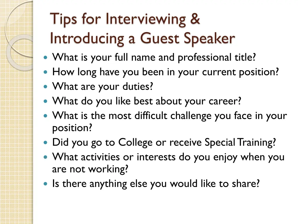 tips for interviewing introducing a guest speaker