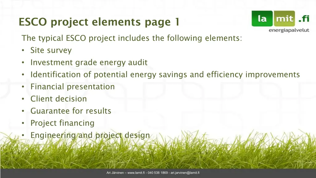 esco project elements page 1