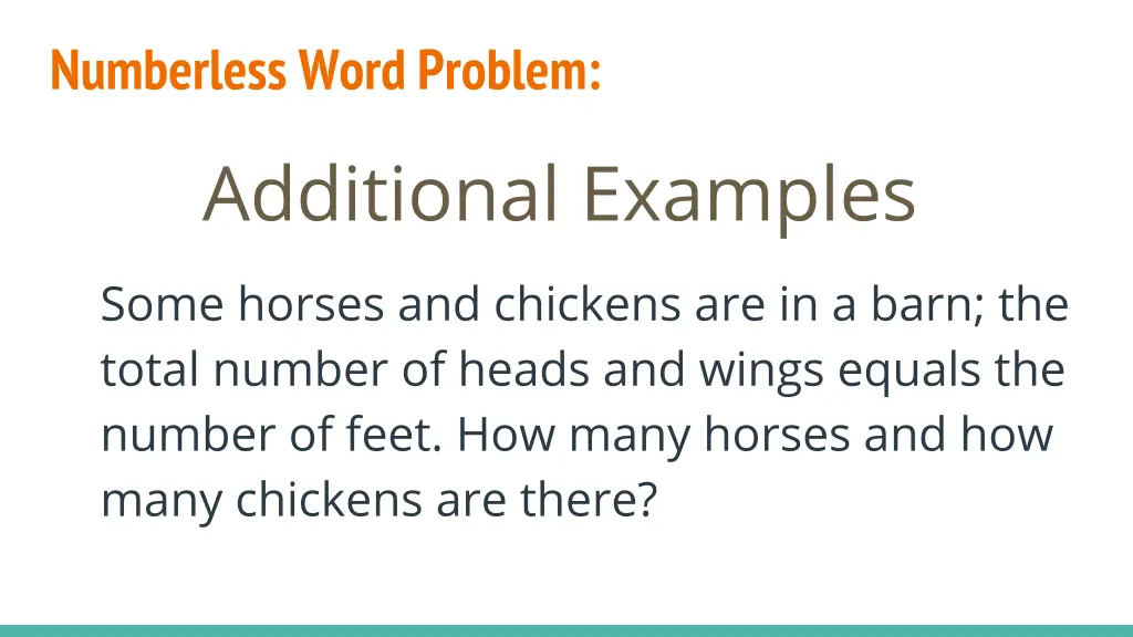 numberless word problem additional examples 1