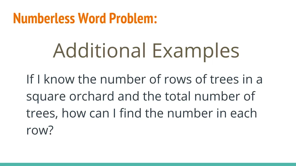 numberless word problem additional examples 2