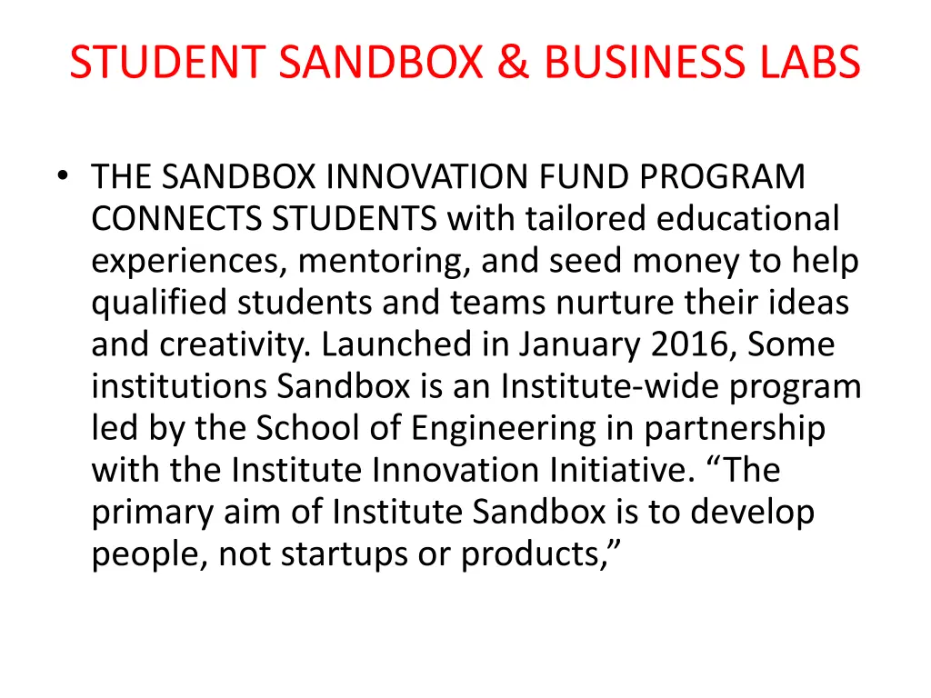 student sandbox business labs