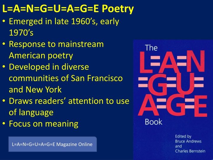 l a n g u a g e poetry emerged in late 1960