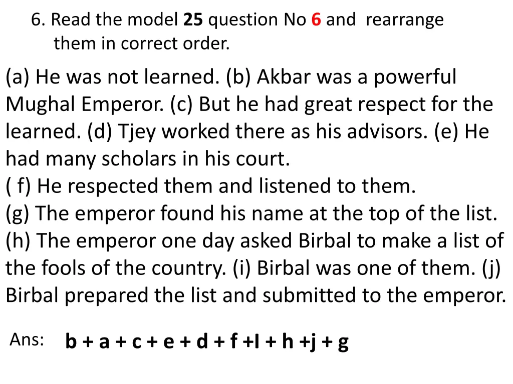 6 read the model 25 question no 6 and rearrange