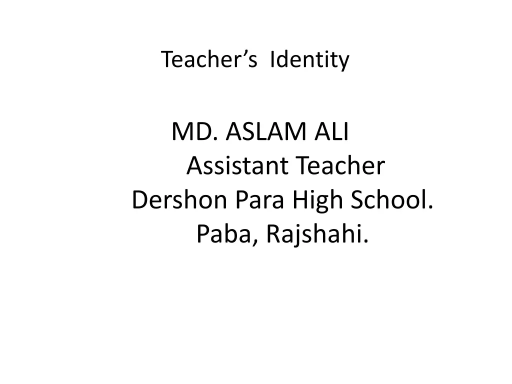 teacher s identity